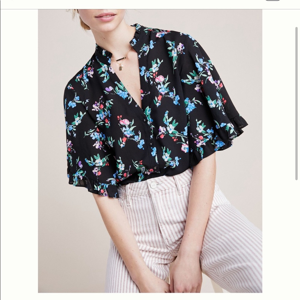 Anthropologie Mauve flutter sleeve top